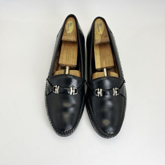 VOLARE by Carlo Leoni Bit Loafers Mens Sz 10.5 Black Leather Made Italy VTG 70s main image 9